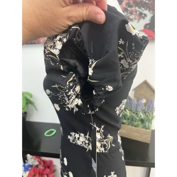 Trixxi Womens Mini Dress Small Floral Square Neck puff sleeve  Zipper Back - Picture 4 of 10